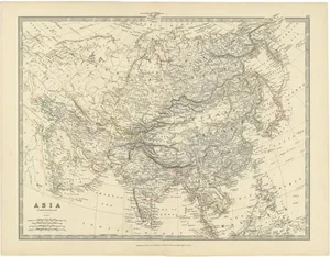 Antique Map of the Asian Continent by Johnston, 1885