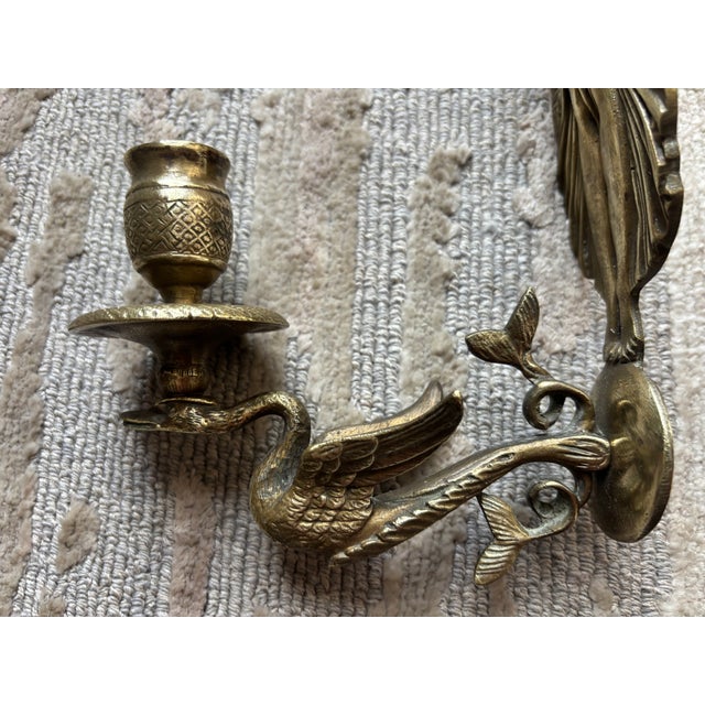 French French Brass Angel Sconces, a 19th Century Pair For Sale - Image 3 of 15