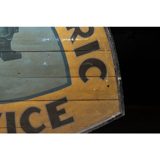Oversize Antique Industrial Electric Service Hand-Painted Wooden Sign For Sale In Chicago - Image 6 of 15