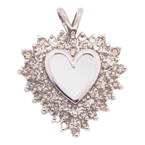 14 Karat White Gold and Diamond Heart Pendant