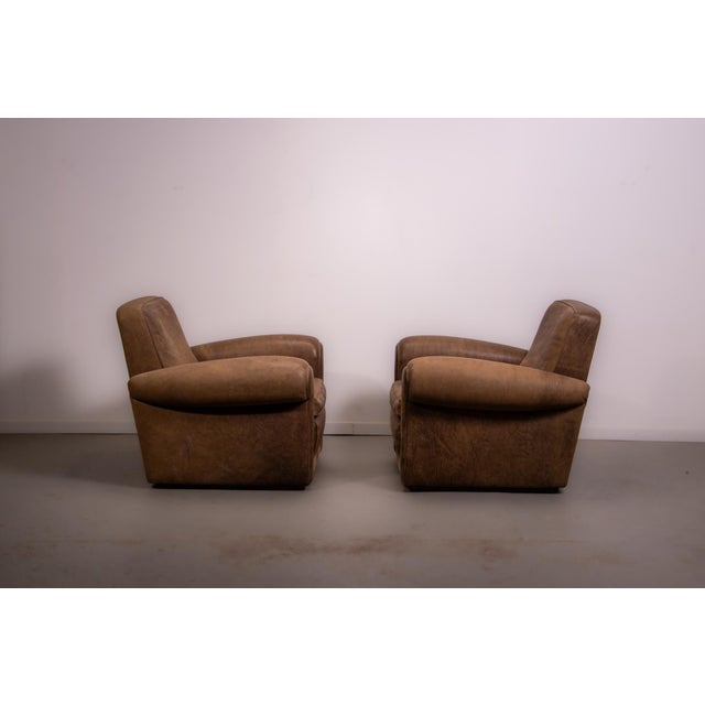 Mickey Chairs in Nabuk Camel Leather by Baxter, 1998, Set of 2 For Sale - Image 3 of 14