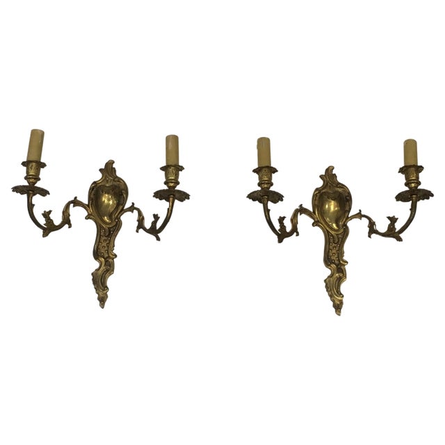 Louis the 15th Style Bronze Wall Sconces, French, circa 1920 - A Pair For Sale - Image 13 of 13