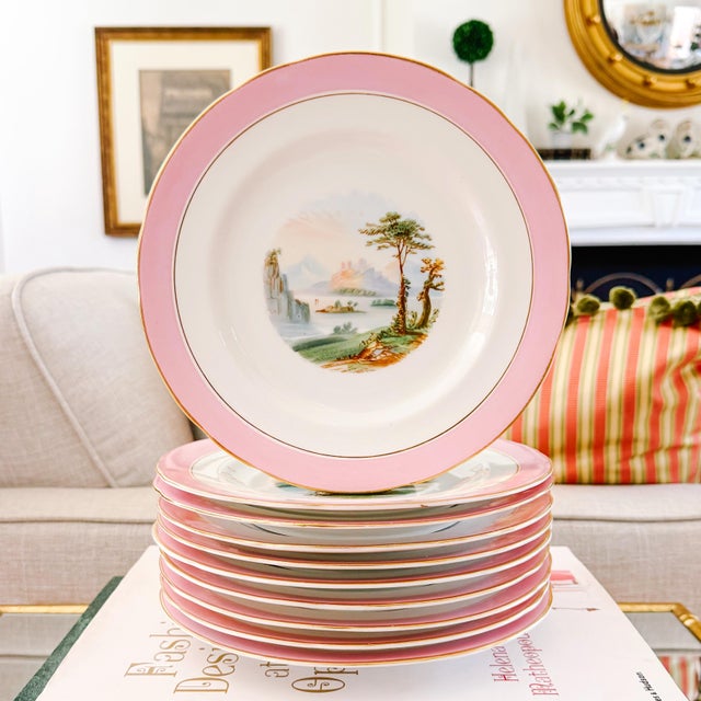 Antique English Scenic Landscape Dinner Plates - Set of 10 For Sale - Image 12 of 12