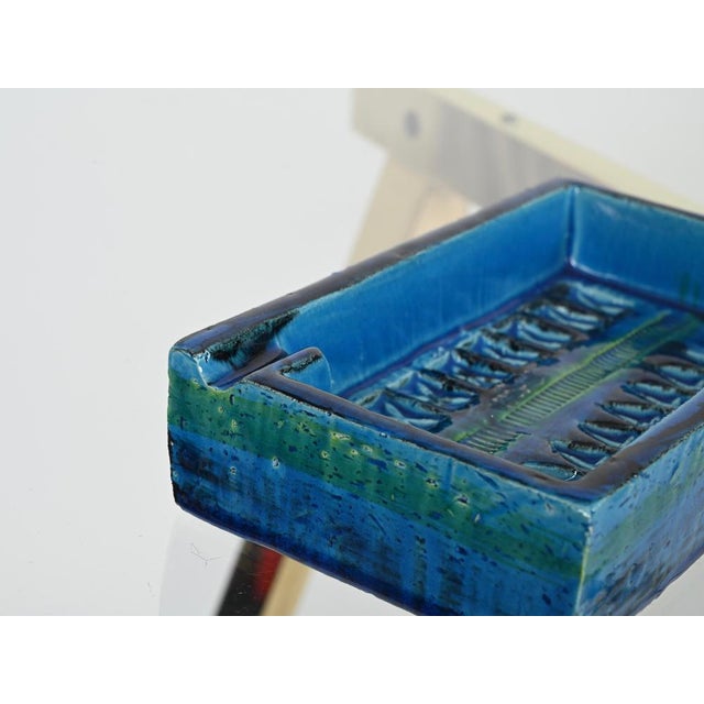 Rimini Blue Ceramic Ashtray attributed to Aldo Londi for Bitossi, Italy, 1960s For Sale - Image 6 of 12