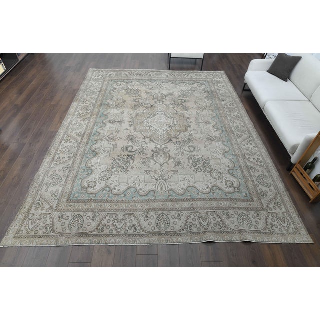 Persian 1970s Vintage Persian Handmade Wool Cotton Beige Area Rug For Sale - Image 3 of 11
