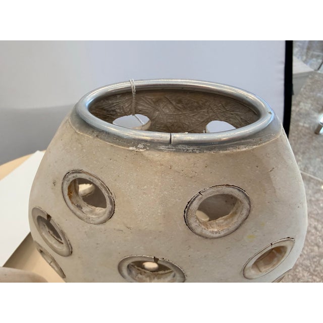 Maitland - Smith Pair of Maitland Smith Clay and Wood Perforated Vases For Sale - Image 4 of 8