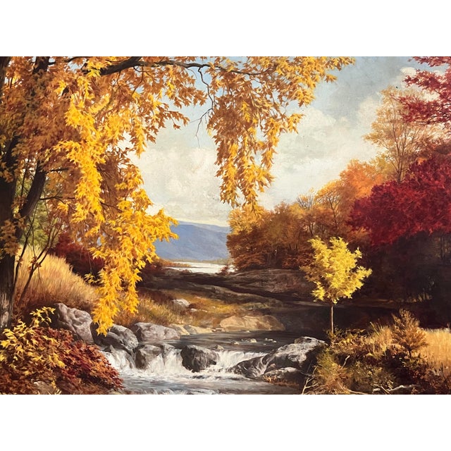 Paint Large Original American Impressionist Oil Painting of a Fall Landscape by Robert Doares For Sale - Image 7 of 11