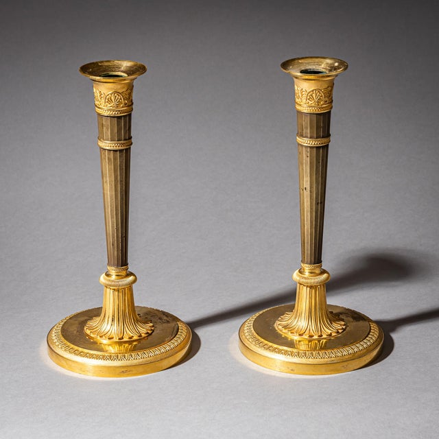 Gold Early 19th Century Empire Candleholders, Set of 2 For Sale - Image 8 of 8