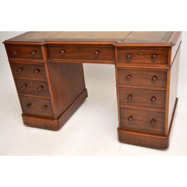 Victorian Leather Top Pedestal Desk, 1860s For Sale - Image 10 of 11