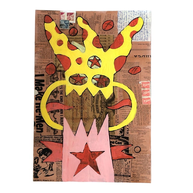 Original Contemporary Wayne Cunningham Abstract Painting/Collage Signed For Sale