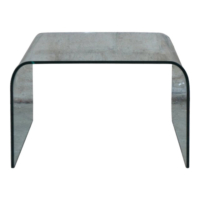 Vintage Mid Century Modern Clear Glass Waterfall Coffee Table For Sale