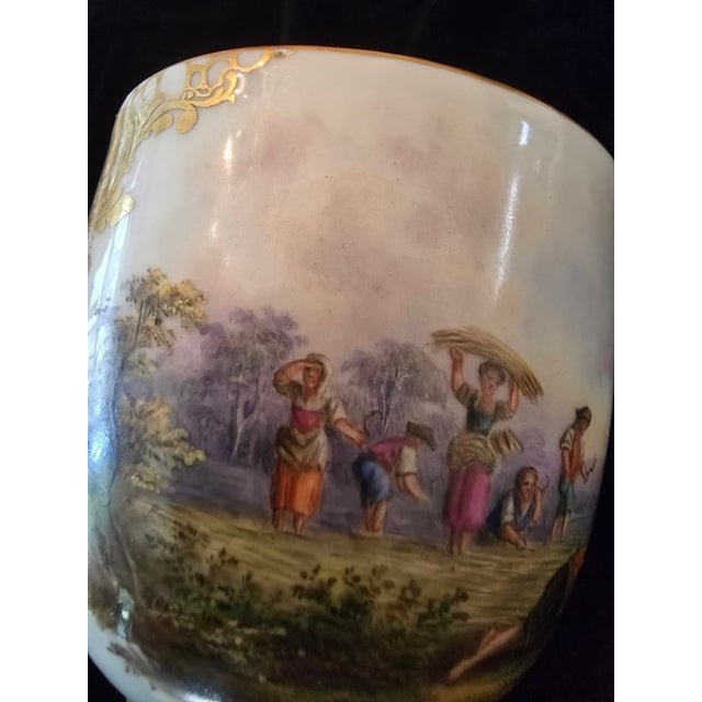 Antique Meissen Porcelain Scenic Cup & Saucer For Sale - Image 10 of 11