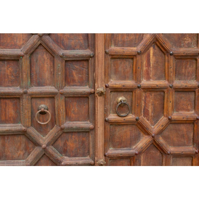 Wood Antique Indian Haveli Portal Carved Teak Door For Sale - Image 7 of 12