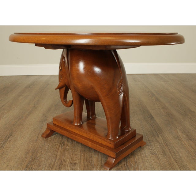African Mahogany Vintage Oval Top Elephant Base Side Table Chairish