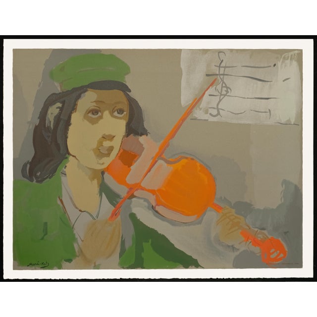 Original lithograph from the limited edition portfolio "Stempeniou de Cholem Aleikhem" by Emmanuel Mané-Katz, published in...