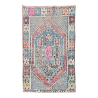 Vintage Zabihi Collection Turkish Lavender Pink Anatolian Small Rug - 2'7" x 3'11" For Sale