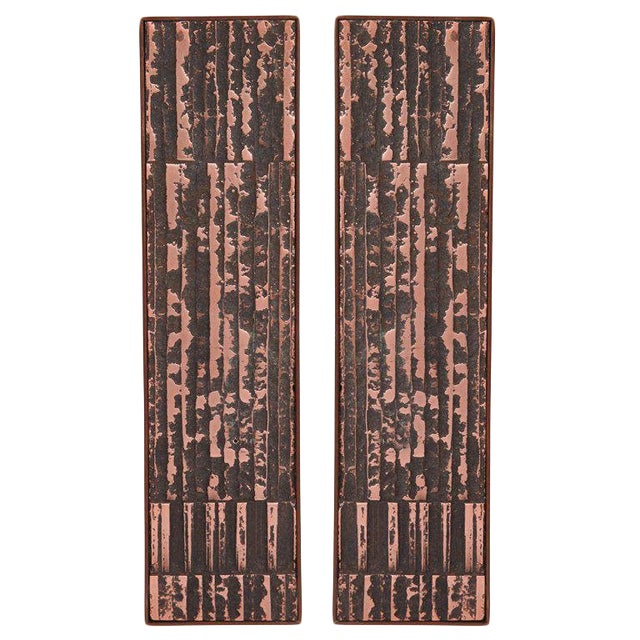 Copper and Steel Door Handles - a Pair For Sale