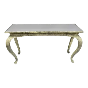 Vintage Hollywood Regency James Mont Style Console Hall Sofa Table W/ Mirror Top