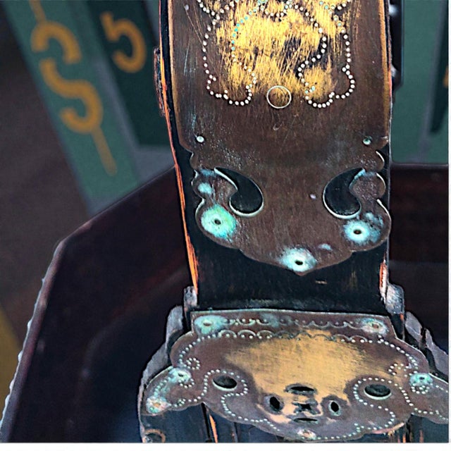 1950's 3 Tiered Octagonal Brass Handled Chinese Wedding Basket For Sale - Image 13 of 18