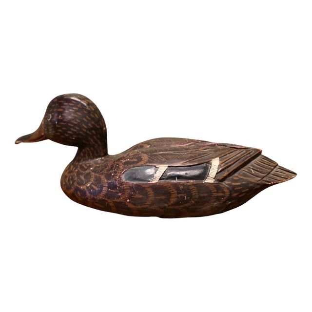 19th Century Painted and Carved Duck For Sale
