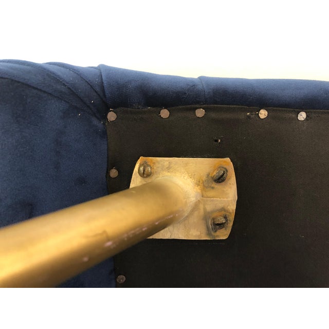 Mid-Century Italian Blue Velvet Brass Legs Footstools, 1950s For Sale - Image 17 of 18