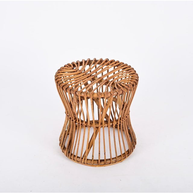 Mid-Century French Riviera Stool in Rattan and Woven Wicker, 1960s For Sale - Image 10 of 12