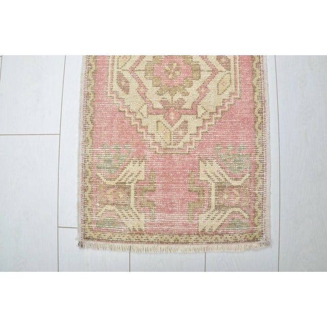 1960s Outdoor Pink Color Handmade Small Rug For Sale - Image 4 of 6