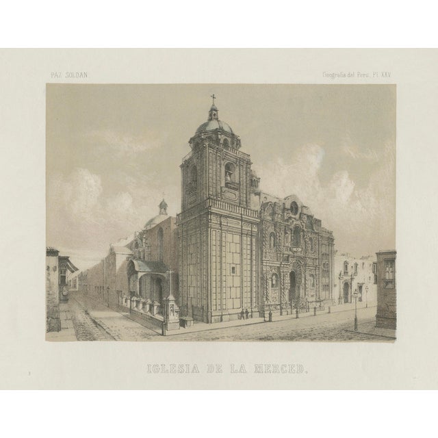 Mariano Felipe Paz Soldán, Views of the Cathedral and La Merced Church, Lima, 1865, Print For Sale - Image 5 of 10