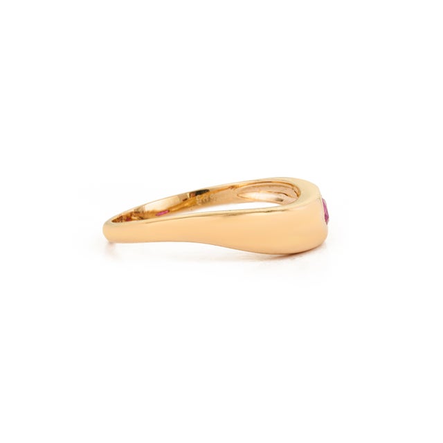 Metal Chic Gypsy Set Ruby Chunky 14k Yellow Gold Dome Ring Size 4 by VRJewels For Sale - Image 7 of 17