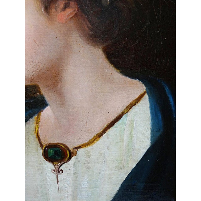 Gold A. Piard, Portrait of a Young Woman in Profile, Oil on Canvas, 19th Century, Framed For Sale - Image 8 of 13