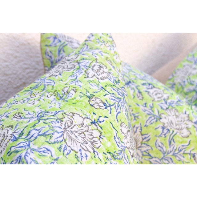 Jaipur Spring, Pair of Large Vibrant Block Print Pillows For Sale - Image 4 of 8