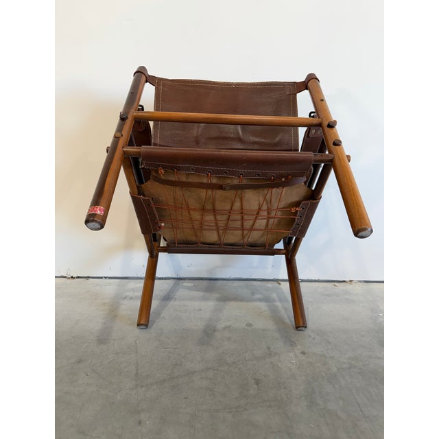 Mid Century Arne Norell Sirocco Rosewood and Brown Leather Safari Chair Pair For Sale - Image 10 of 12