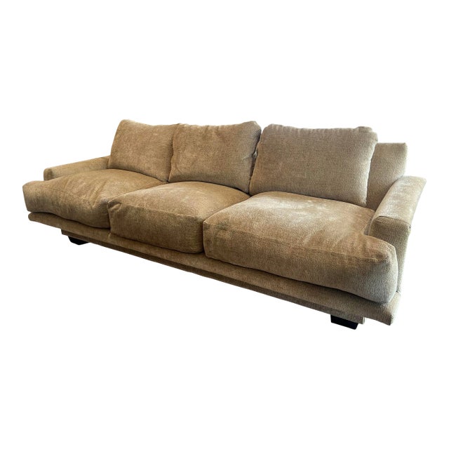 Late 20th Century Tan Velvet Sofa For Sale