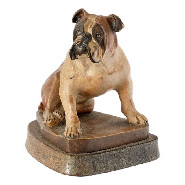 Mid 20th Century Italian Helmut Diller ANRI Carved Bulldog For Sale