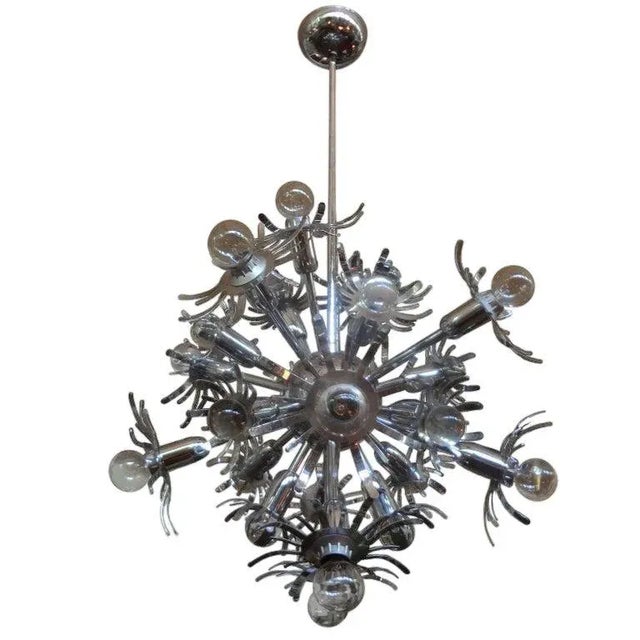 Italian Mid-Century Modern Chrome Sputnik Chandelier in the Style of Gaetano Sciolari For Sale - Image 12 of 12