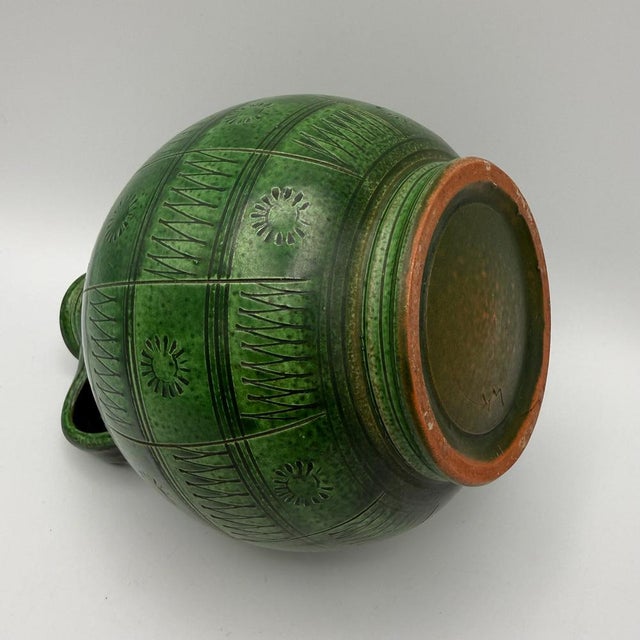 Green Ceramic Vase with Sgraffito Decor by Wilhelm Kagel, 1960s For Sale - Image 9 of 10