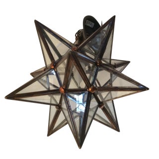 Vintage Morovian Star Glass/Copper Light For Sale