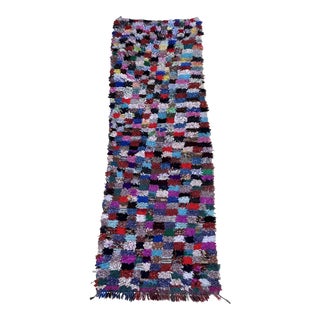 1980s Moroccan Colorful Vintage Rug - 3'7" X 10'7" Ft For Sale