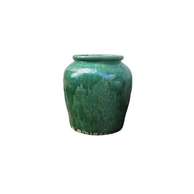 Green Vintage Chinese Green Glazed Ceramic Soy Sauce Jar For Sale - Image 8 of 10