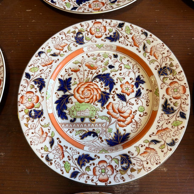 Set of 12 Vintage Imari Chinoiserie Luncheon Plates, Burleigh Ware, England, 9" For Sale - Image 15 of 18