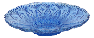 Vintage French Fruit Bowl in Blue Pressed Glass, 1960s