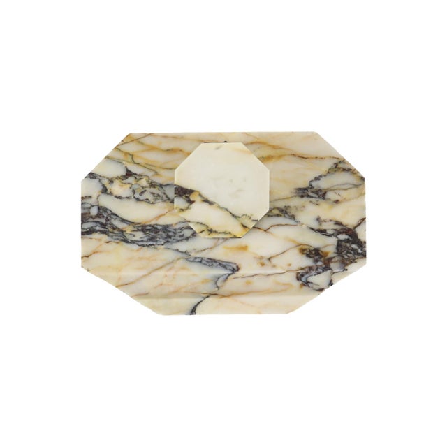 Stone Art Deco Desk Inkstand with Inkwell and Pen Holder in Marble For Sale - Image 7 of 9