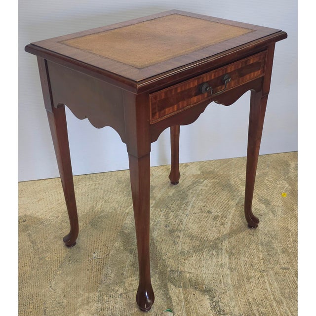 Brown Mid-Century Mahogany and Leather Top English Silver Table For Sale - Image 8 of 12