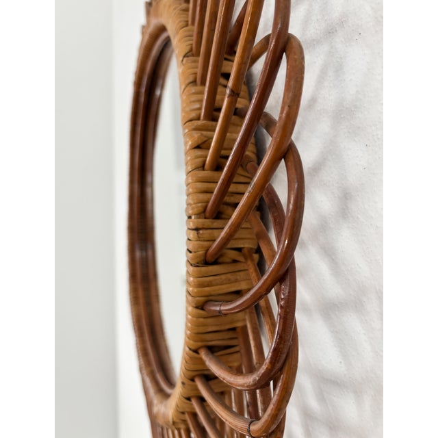 Beige Italian Mirror with Bamboo Rattan Frame, 1960 For Sale - Image 8 of 9