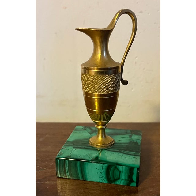 Small Antique 19th Century French Empire Gilt Bronze Urn or Ewer Mounted on a Malachite Base For Sale - Image 12 of 14