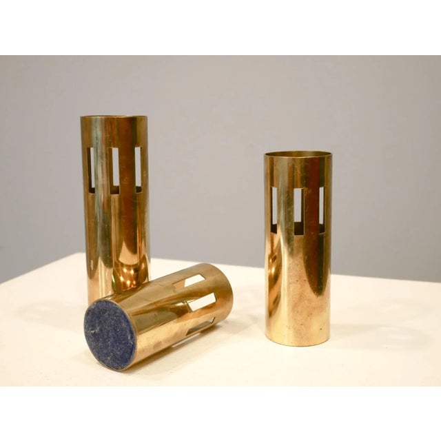 Brass Candleholders, Denmark, 1970s, Set of 3 For Sale - Image 5 of 6