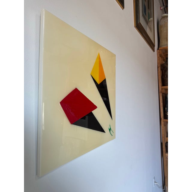Wood Two Pyramids — Contemporary Mixed Media Geometric Wall Art, Signed & Dated 2022 For Sale - Image 7 of 12