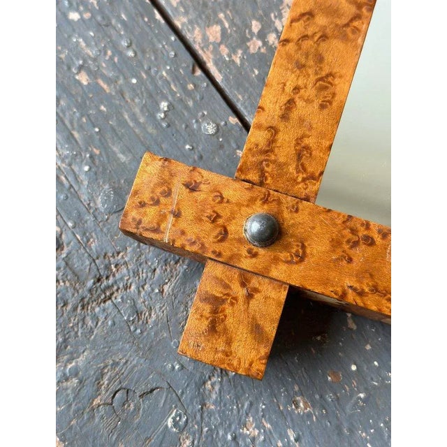 Antique Solid Birdseye Maple Framed Mirror With Crosshatch Corners, Circa Early 20th Century For Sale - Image 12 of 12