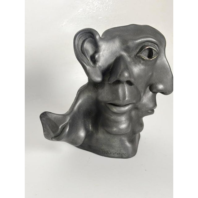Patinated Terracotta Sculpture with Multiple Faces, France, 1960s For Sale - Image 4 of 9
