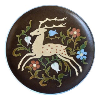 Deer Dish by Jean Garillon for Soufflenheim, 1920s For Sale